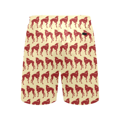 Whippets Print Design LKS301 Men's Swim Trunks Beach Shorts