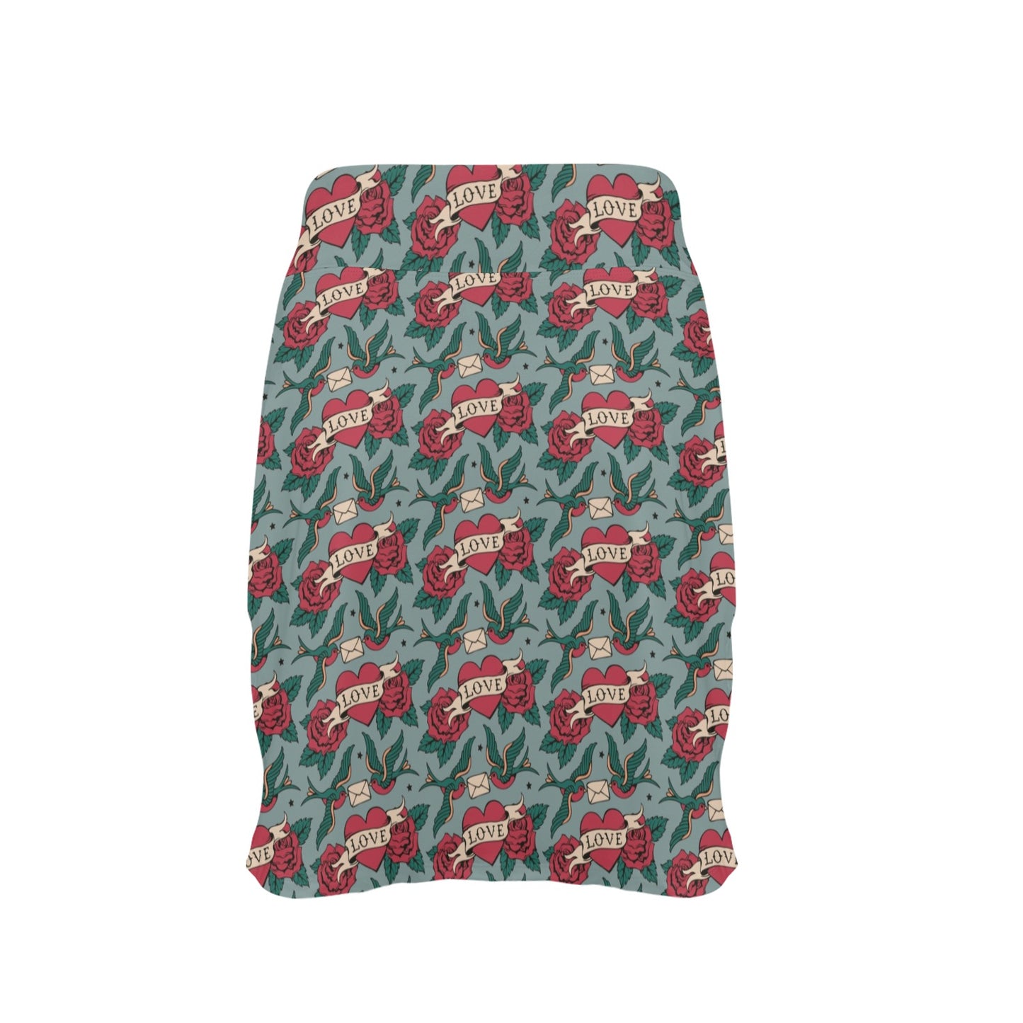 Tattoo Heart Print Design LKS301 17" Golf & Pickleball Skort with Pockets