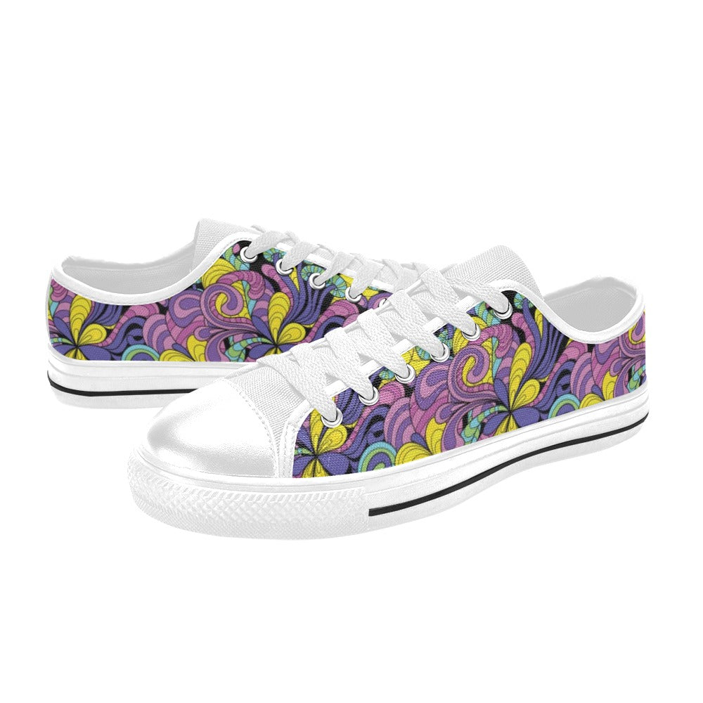 Trippy Print Design LKS305 Women's White Low Top Shoes