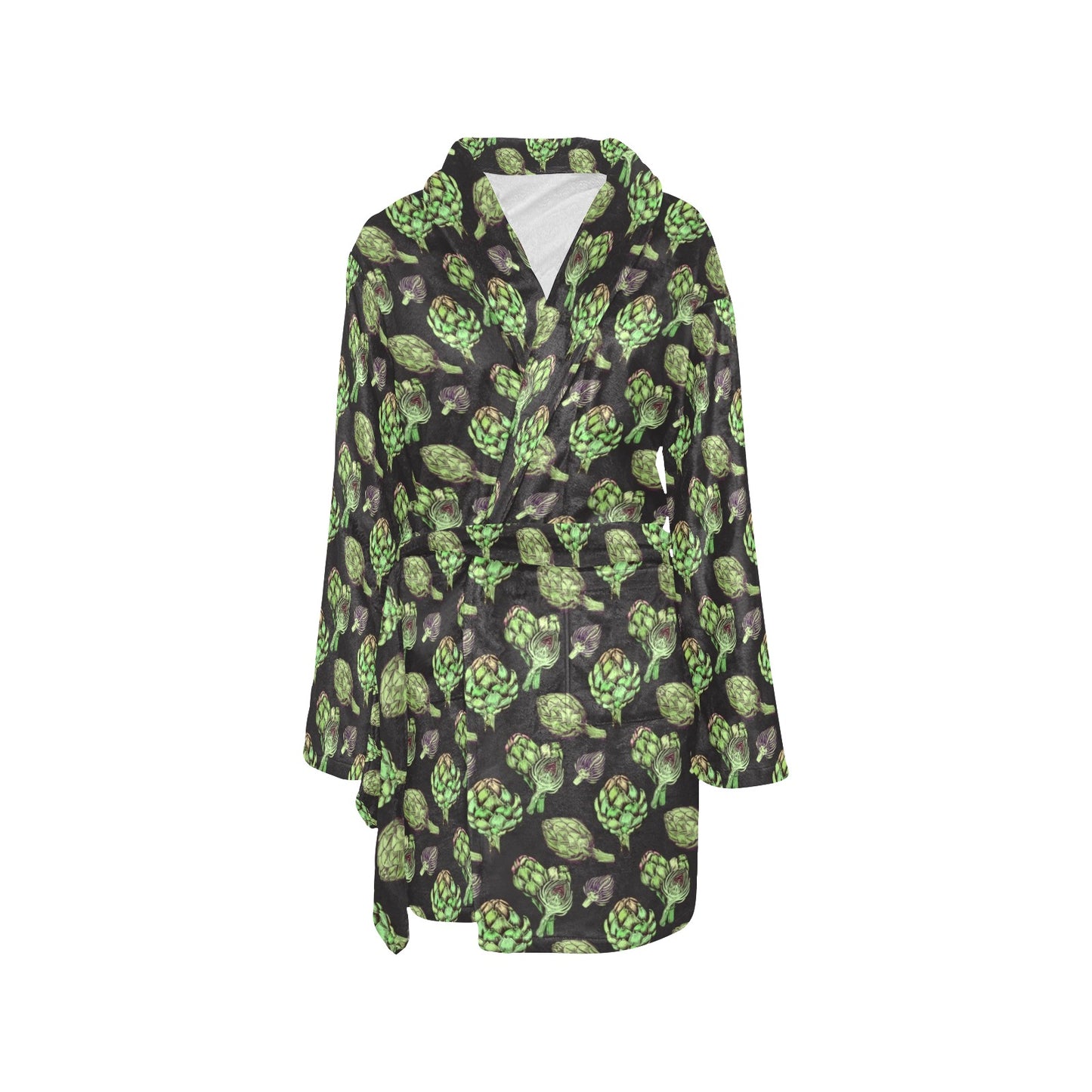 Artichoke Pattern Print Design 02 Women's Fleece Robe