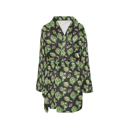 Artichoke Pattern Print Design 02 Women's Fleece Robe