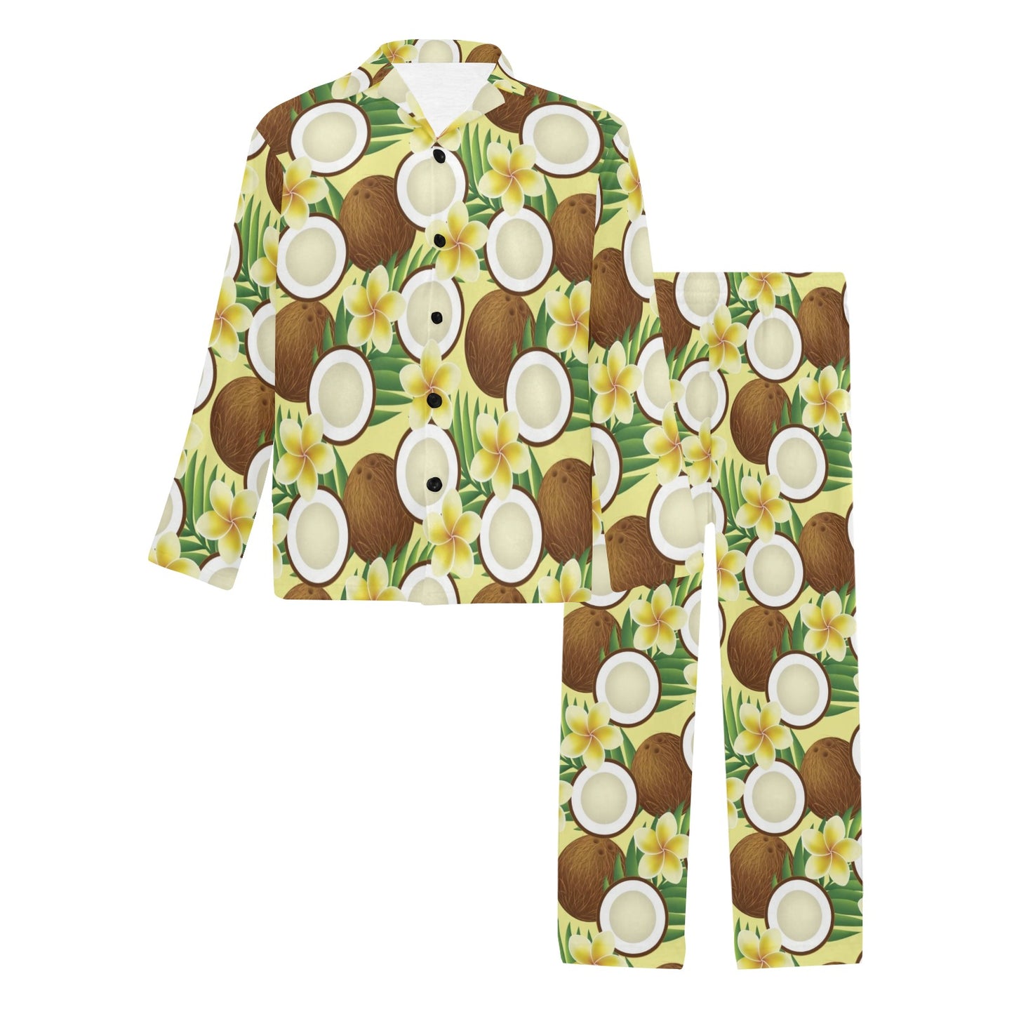 Coconut Pattern Print Design CN02 Men's Long Pajama Set