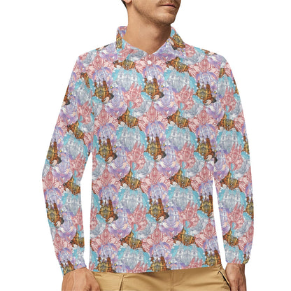 Christian Pattern Print Design 03 Long Sleeve Polo Shirt For Men's