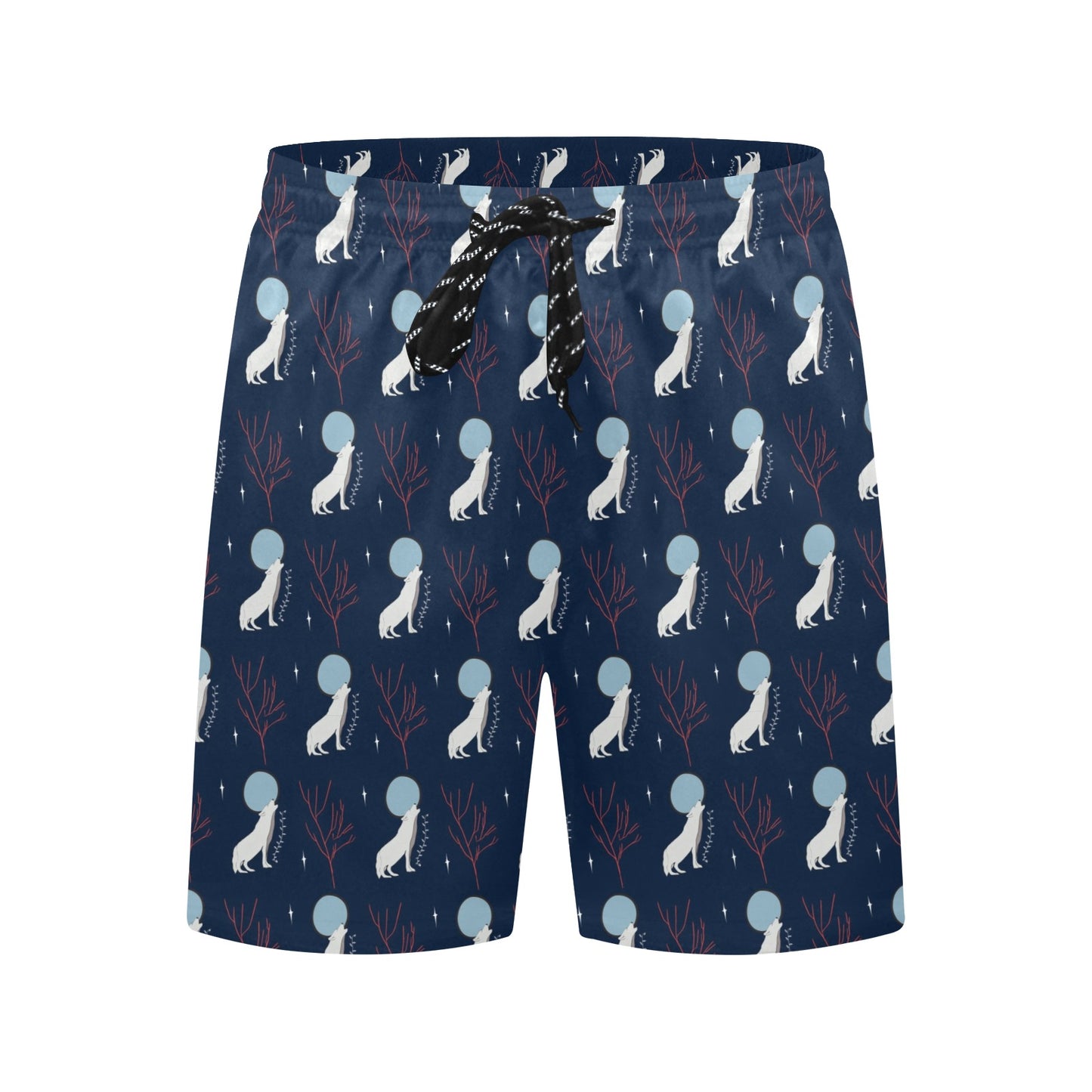 Wolf Moon Print Design LKS304 Men's Swim Trunks Beach Shorts