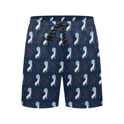 Wolf Moon Print Design LKS304 Men's Swim Trunks Beach Shorts