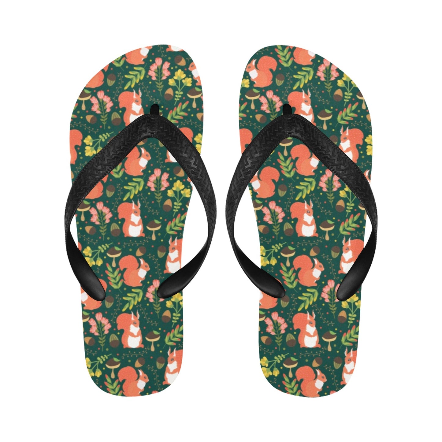Squirrel Print Design LKS302 Flip Flops