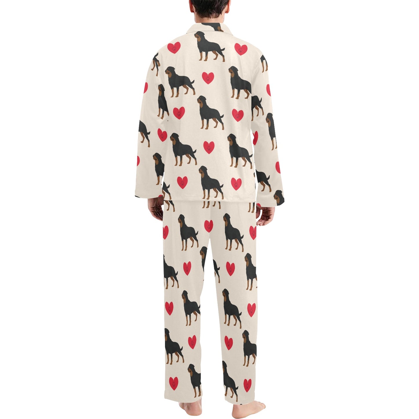 Rottweiler Pattern Print Design A02 Men's Long Pajama Set