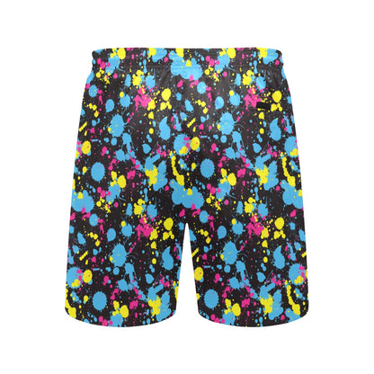 Splatter Colorful Print Design LKS301 Men's Swim Trunks Beach Shorts