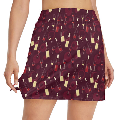 Wine Themed Print Design LKS302 17" Golf & Pickleball Skort with Pockets
