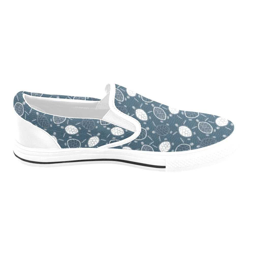 Sea Turtle Print Design LKS3015 White Slip Ons Canvas Women's Shoes
