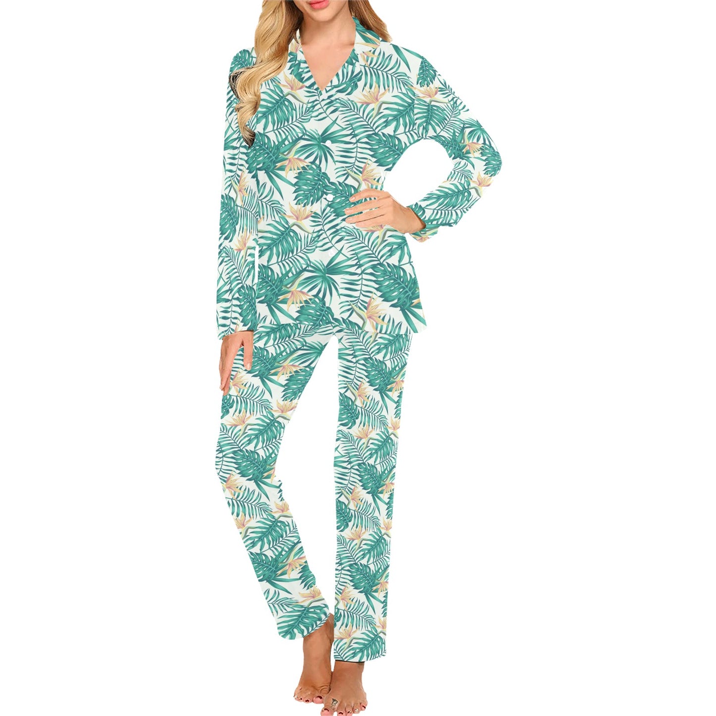 Bird Of Paradise Pattern Print Design 05 Women's Long Pajama Set