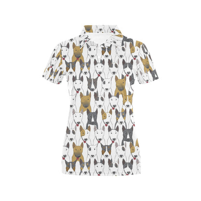 Bull Terriers Pattern Print Design 03 Women's Polo Shirt