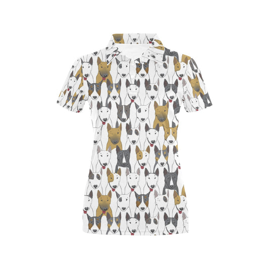 Bull Terriers Pattern Print Design 03 Women's Polo Shirt
