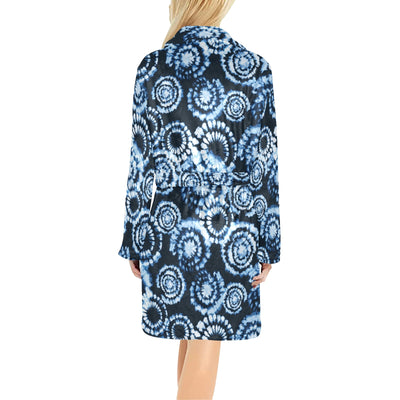 Tie Dye Dark Blue Print Design LKS306 Women's Fleece Robe