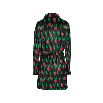 Cranberry Pattern Print Design CB01 Women's Fleece Robe