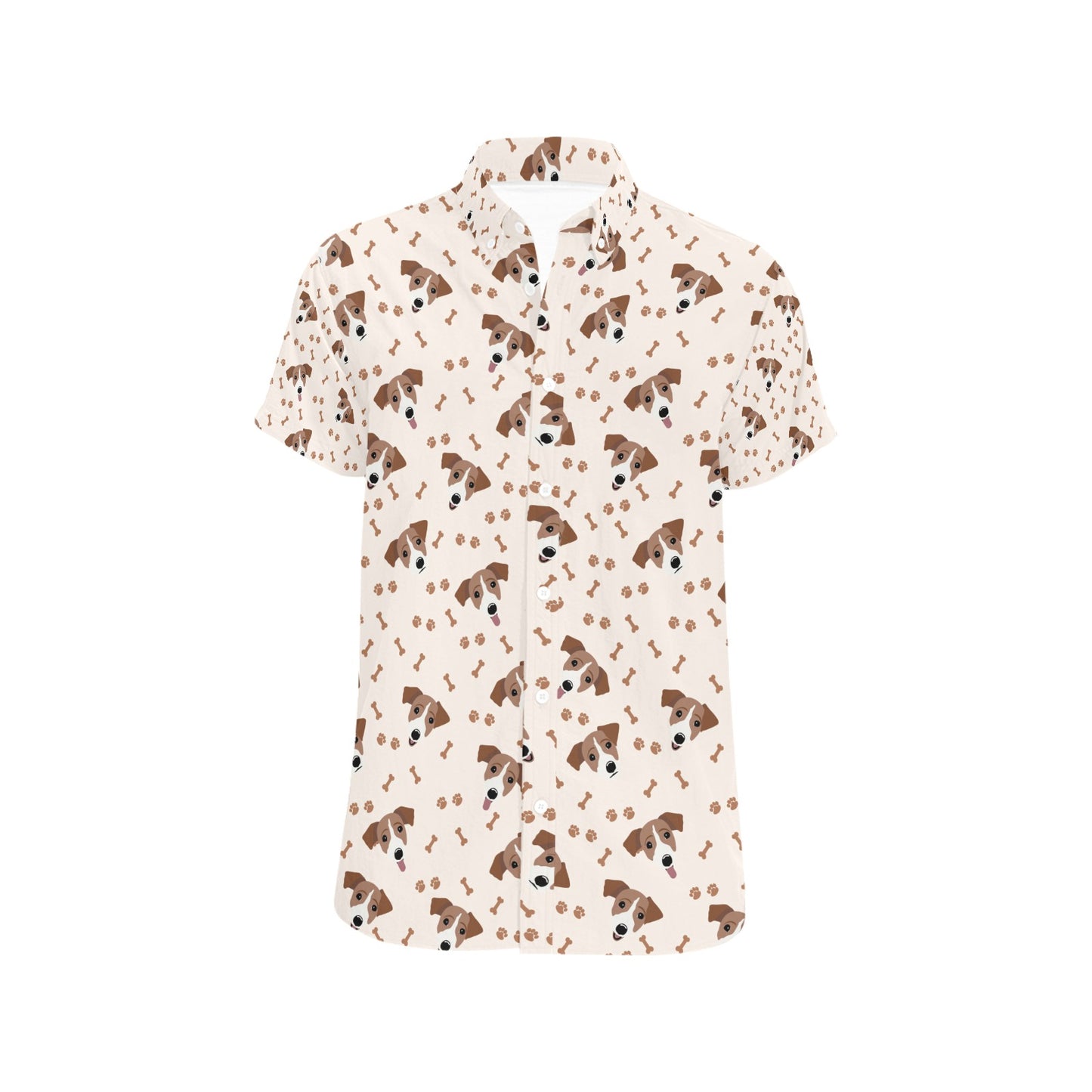 Russell Terriers Paw Print Design LKS303 Men Short Sleeve Button Up Shirt