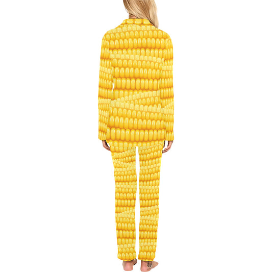 Agricultural Corn cob Pattern Women's Long Pajama Set