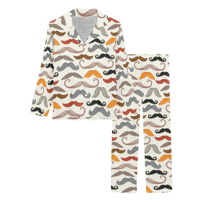 Mustache Pattern Print Design A02 Women's Long Pajama Set