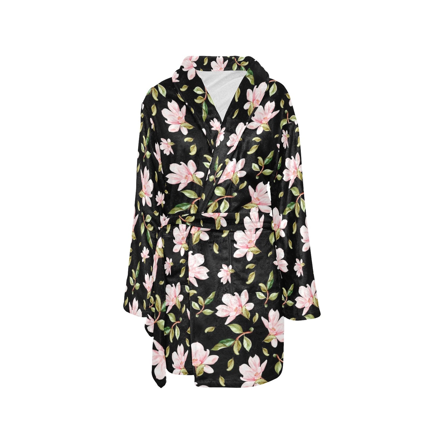Magnolia Pattern Print Design MAG01 Women's Fleece Robe