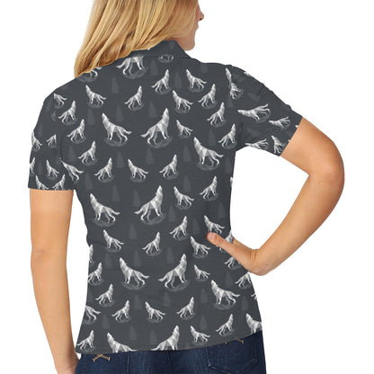 Wolf Print Design LKS303 Women's Polo Shirt