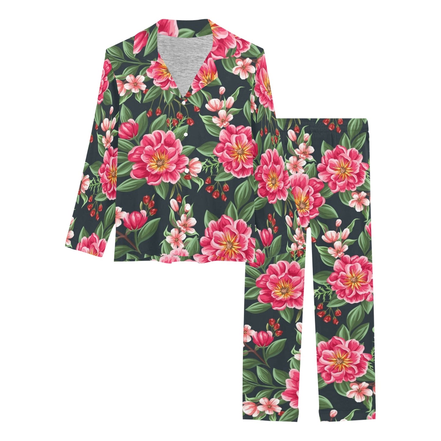 Summer Floral Pattern Print Design SF06 Women's Long Pajama Set