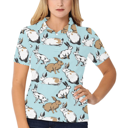 Rabbit Pattern Print Design RB018 Women's Polo Shirt