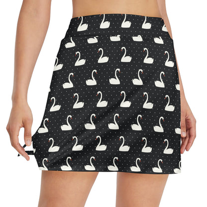 Swan Print Design LKS401 17" Golf & Pickleball Skort with Pockets