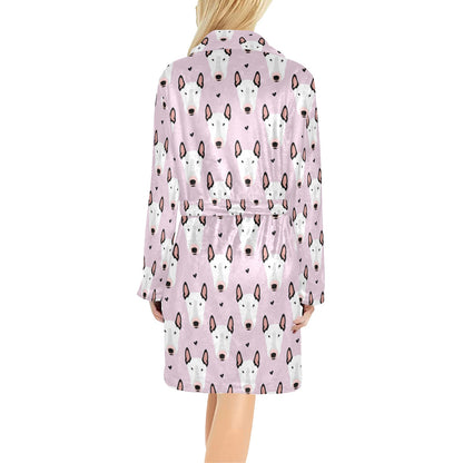 Bull Terrier Pink Print Pattern Women's Fleece Robe