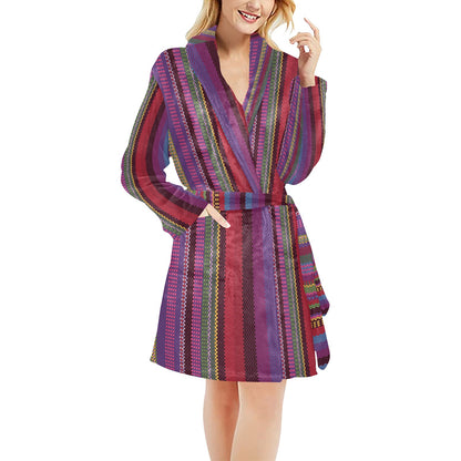 Serape Stripe Print Women's Fleece Robe