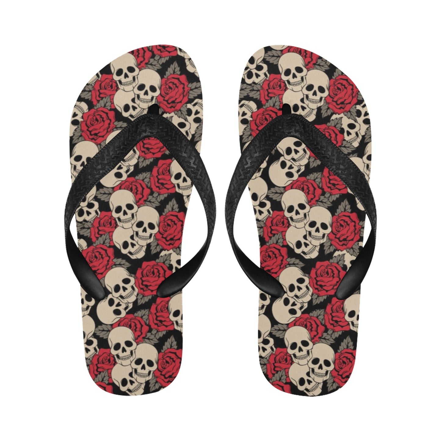 Skull And Roses Print Design LKS301 Flip Flops