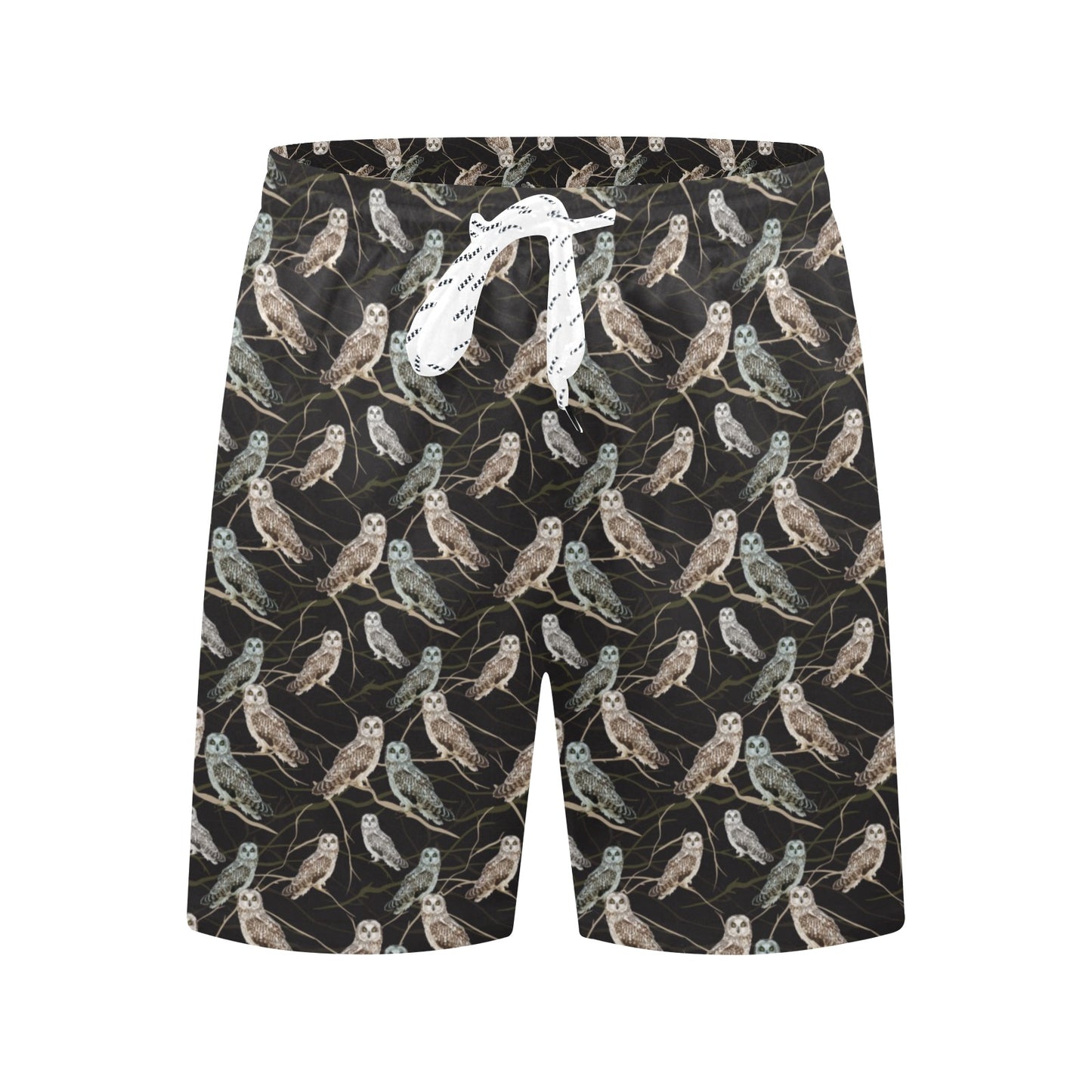 Owl Branch Themed Design Print Men's Swim Trunks Beach Shorts