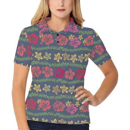 Hawaiian Themed Pattern Print Design H018 Women's Polo Shirt
