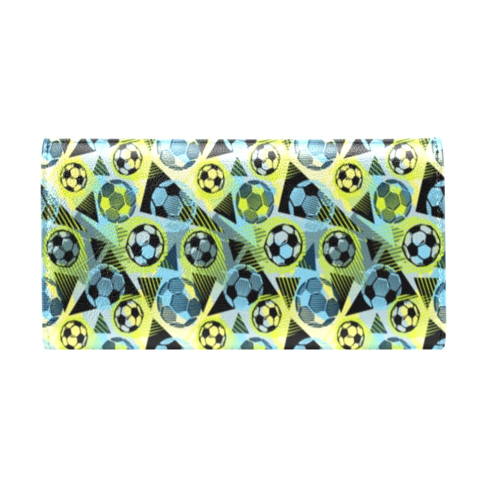 Soccer Ball Themed Print Design Women's Trifold Wallet