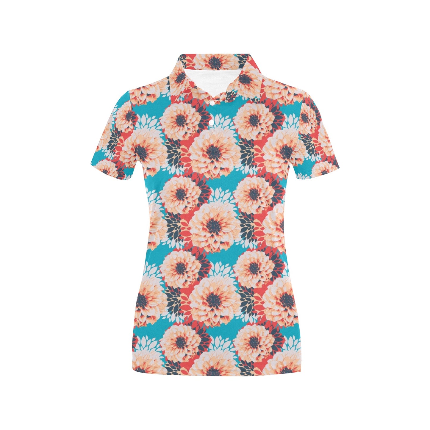 Dahlia Pattern Print Design DH05 Women's Polo Shirt