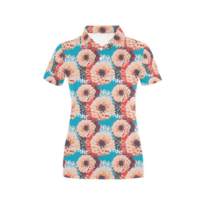Dahlia Pattern Print Design DH05 Women's Polo Shirt