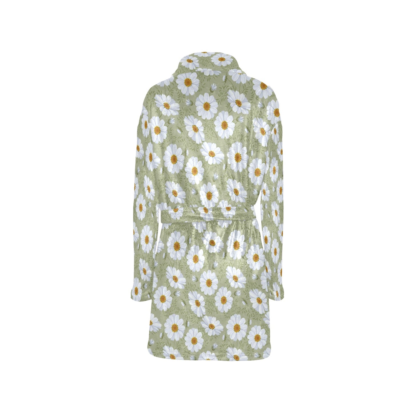 Daisy Yellow Print Pattern Women's Fleece Robe