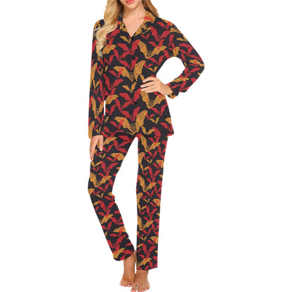 Bat Pattern Print Design 01 Women's Long Pajama Set