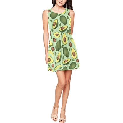 Avocado Pattern Print Design AC01 Sleeveless Dress