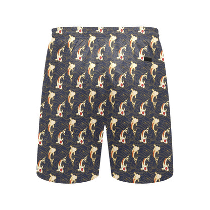Koi Carp Japanese Design Themed Print Men's Swim Trunks Beach Shorts