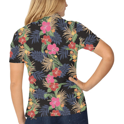 Hawaiian Themed Pattern Print Design H011 Women's Polo Shirt