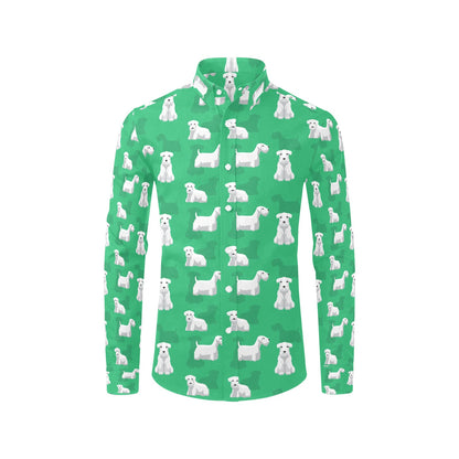 Sealyham Terriers Print Design LKS301 Men's Long Sleeve Dress Shirt