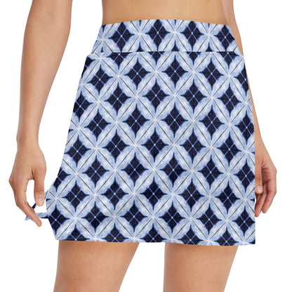 Tie Dye Print Design LKS308 17" Golf & Pickleball Skort with Pockets