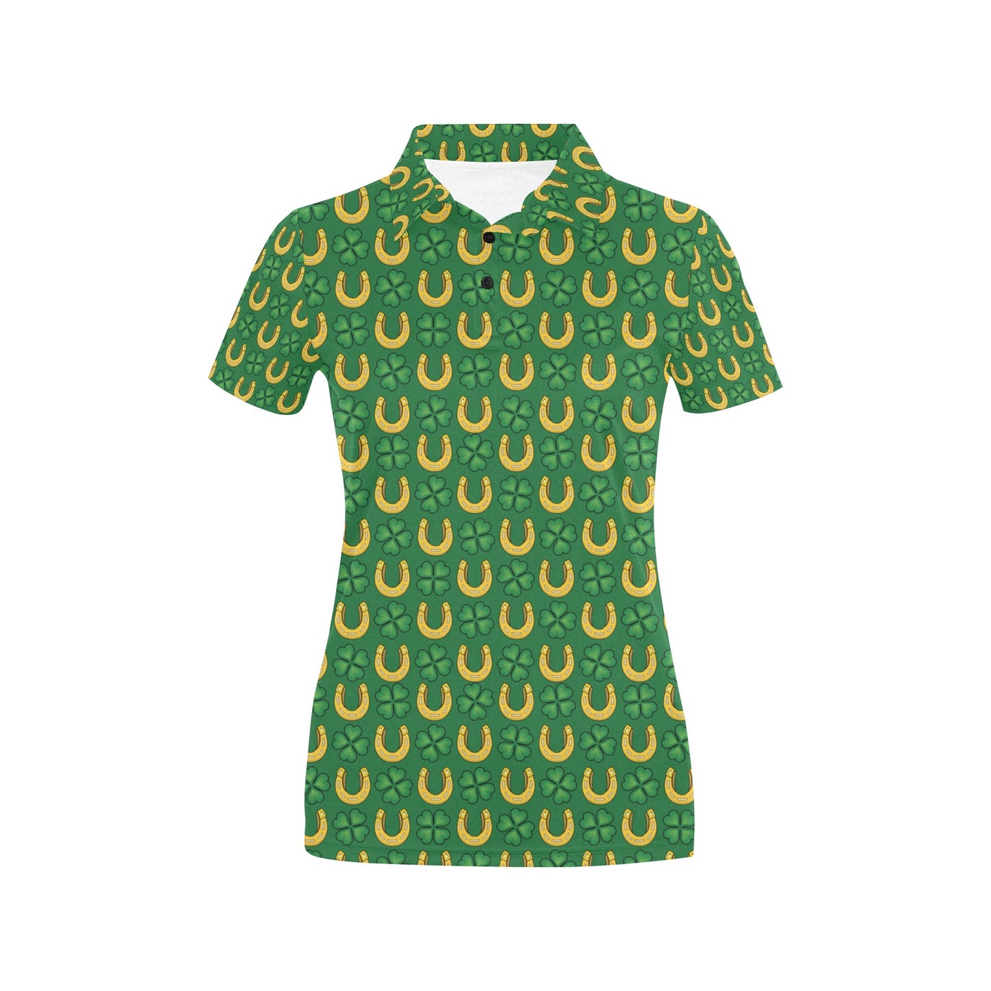 Shamrock Horseshoes Print Pattern Women's Polo Shirt