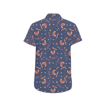 Taurus Print Design LKS304 Men Short Sleeve Button Up Shirt