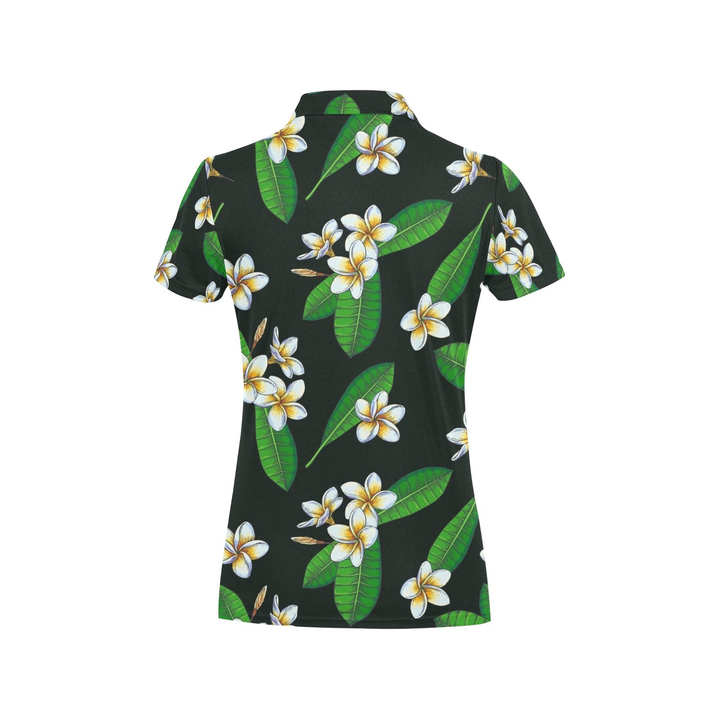 White Plumeria Pattern Print Design PM023 Women's Polo Shirt