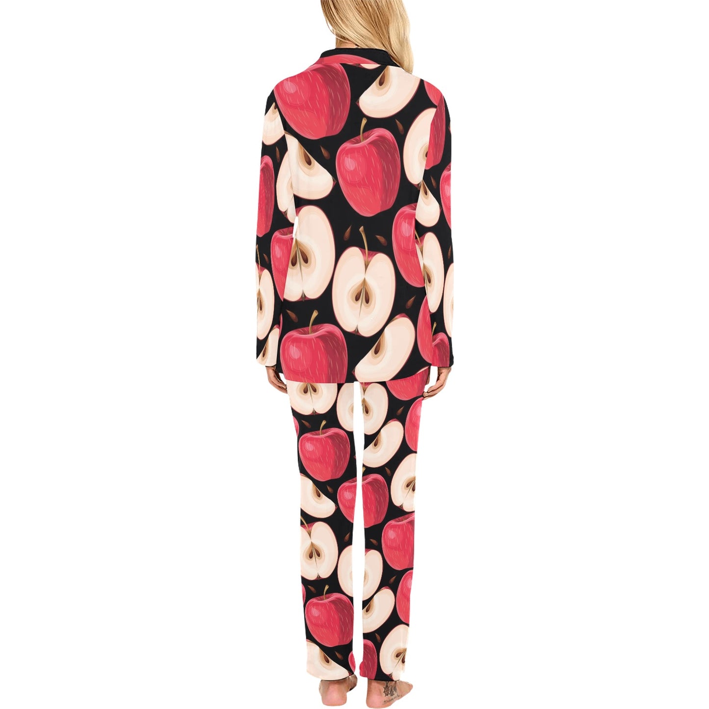 Apple Pattern Print Design AP02 Women's Long Pajama Set