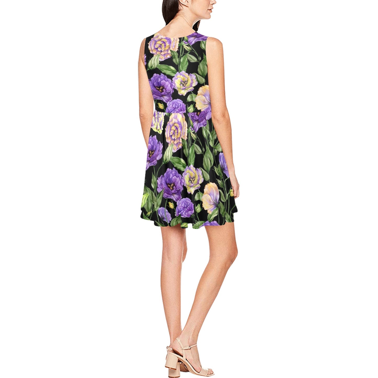 Lisianthus Pattern Print Design LT02 Sleeveless Dress