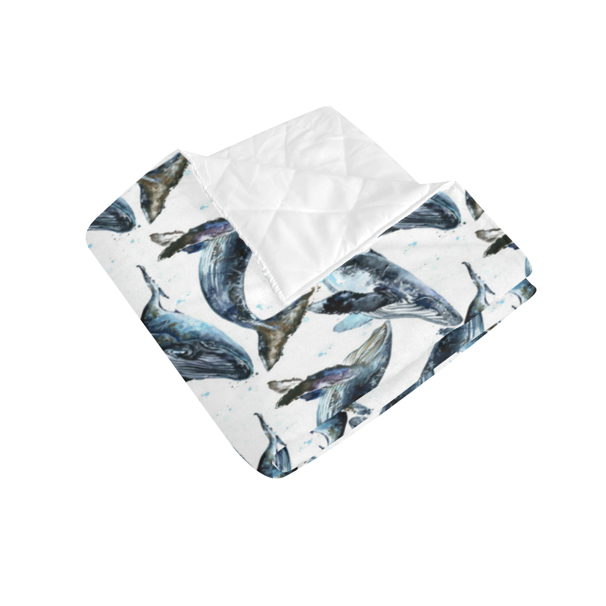 Blue Whale Pattern Print Design 03 Premium Quilt