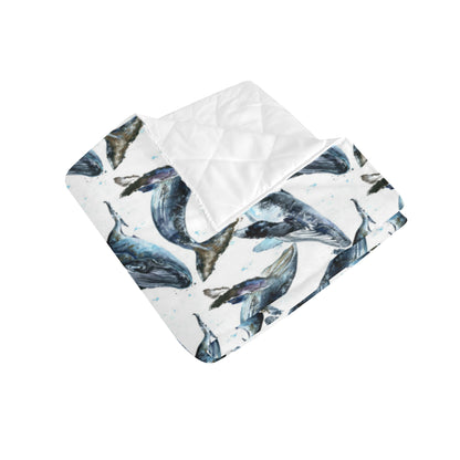 Blue Whale Pattern Print Design 03 Premium Quilt