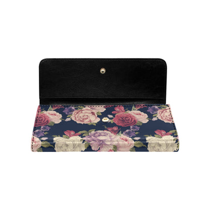 Peony Pattern Print Design PE03 Women's Trifold Wallet